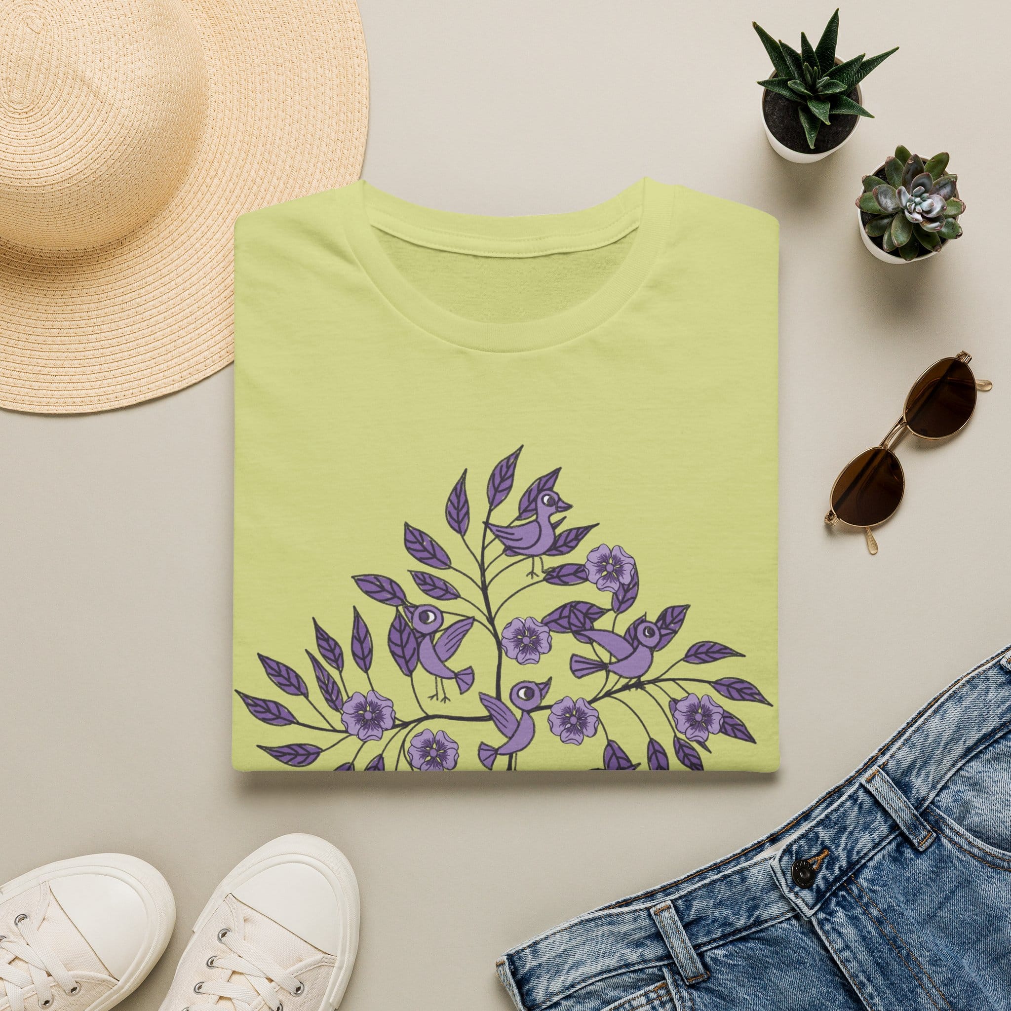 Floral Bird Tee — Purple Botanical Branch Graphic T-Shirt - Image 11