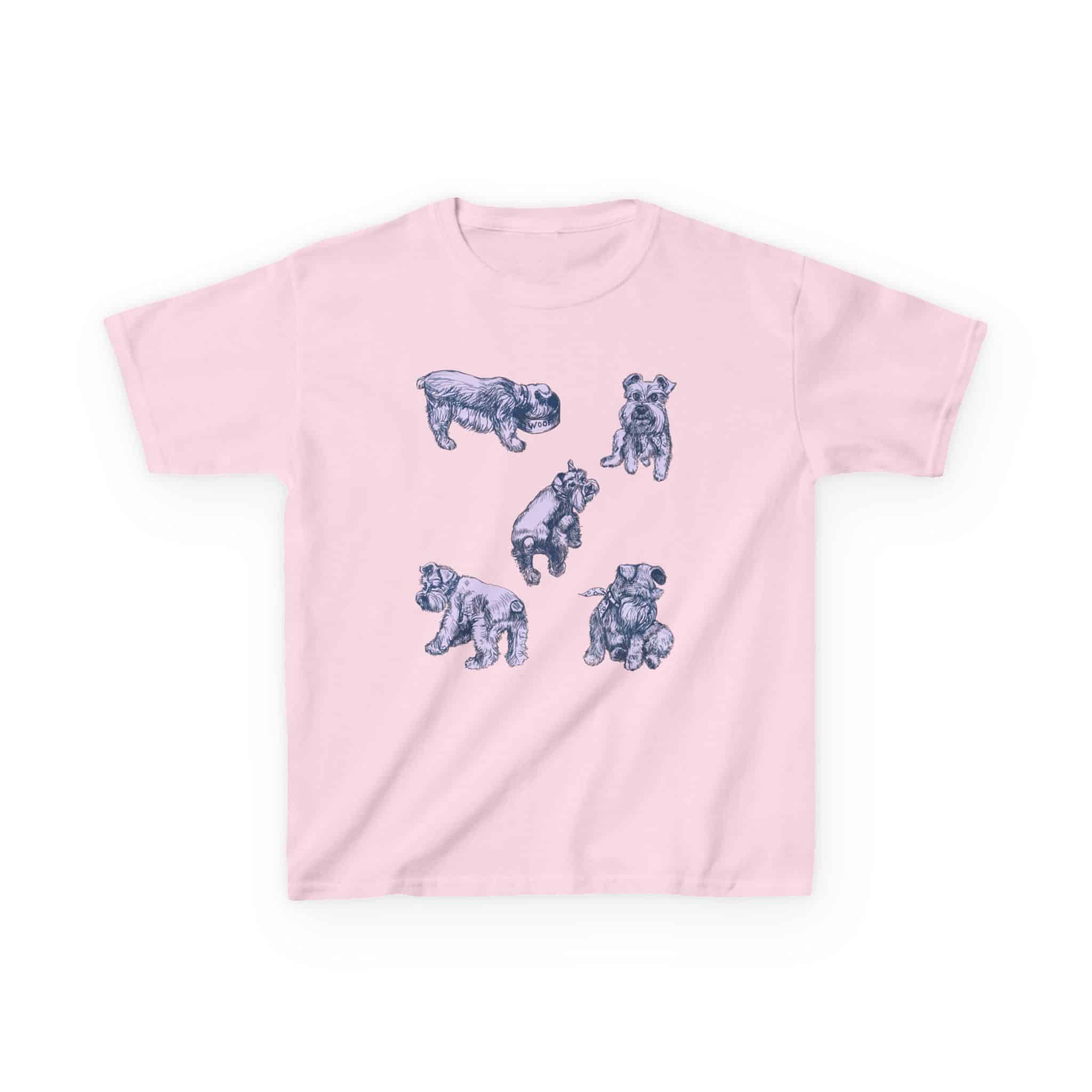 Kids Tee — Cute Schnauzer Puppy Sketches Cotton T‑Shirt - Image 2