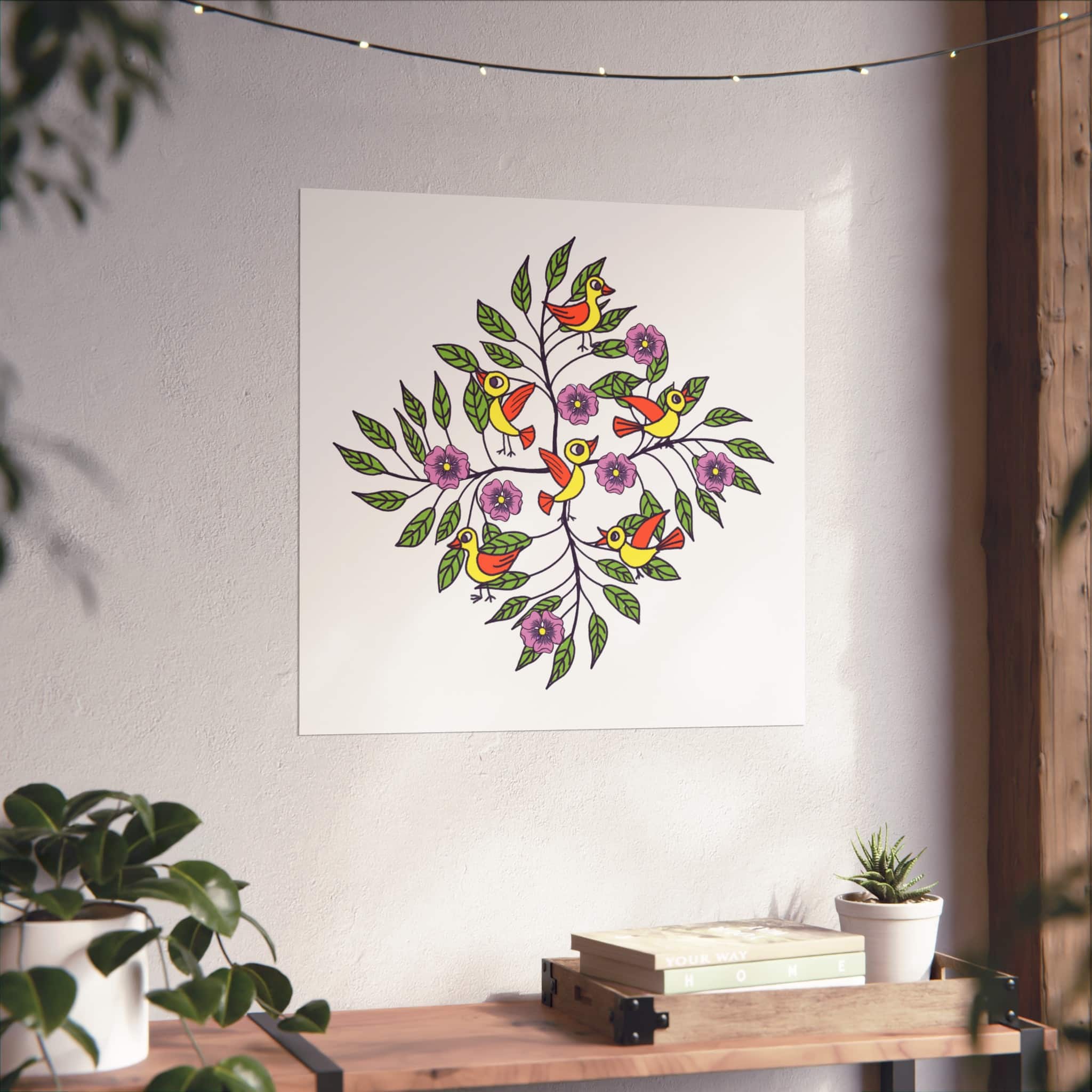 Fine Art Poster — Colorful Folk Birds & Floral Print (Botanical Wall Art) - Image 6